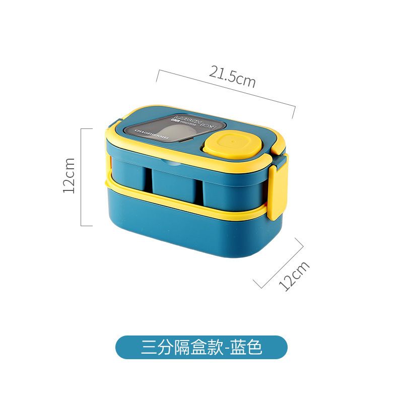 Office Worker Double-Layer Compartment Plastic Lunch Box Microwave Safe Student Lunch Bento Box Sauce Box