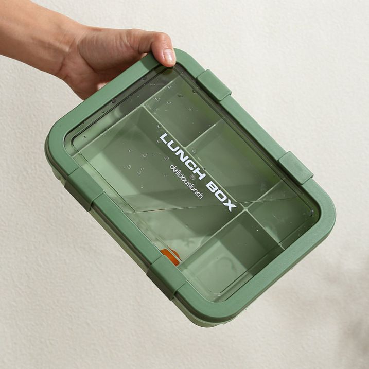 Student Large Capacity Rectangular Compartment Lunch Box Office Worker Microwave Safe Bento Box with Lid Tableware