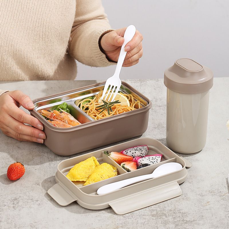 Fiambrera Bento de Acero Inoxidable 304 al por Mayor, Recipiente de Comida Apilable, Estudiante