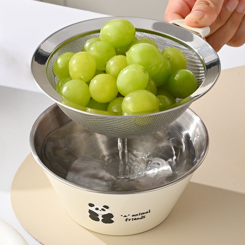 Wholesale 304 Stainless Steel Draining Basket, 2-Layer for Vegetable Washing