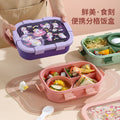 Cartoon Student Compartment Lunch Box Microwave Safe Office Worker Lunch Bento Box Soup Bowl Tableware Food Container