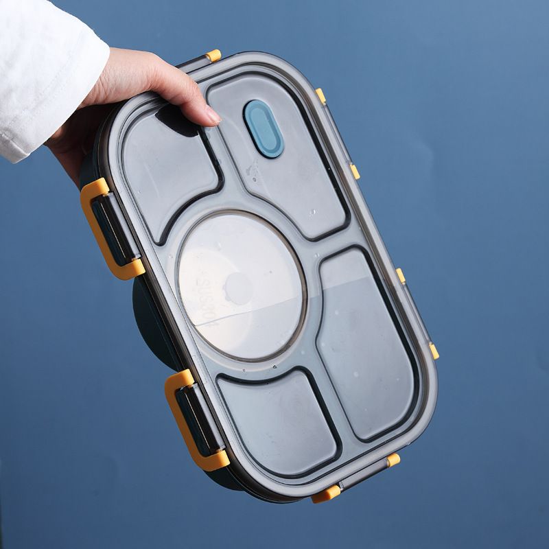 Minimalist Plastic Compartment Lunch Box Adult Portable Lunch Box Microwave Safe Student Cafeteria Bento Box Custom Logo Print