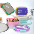 Stylish Student Compartment Plastic Lunch Box with Spoon and Fork Tableware Office Worker Portable Lunch Box Food Container