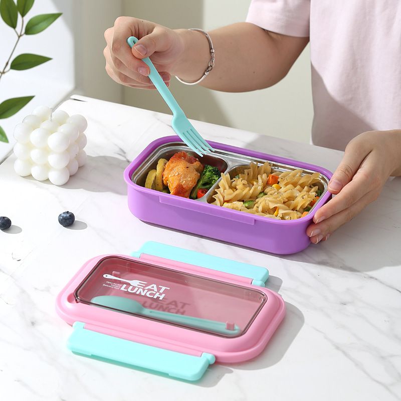 Fiambrera Bento de Acero Inoxidable 304 al por Mayor, Recipiente Apilable para Alimentos