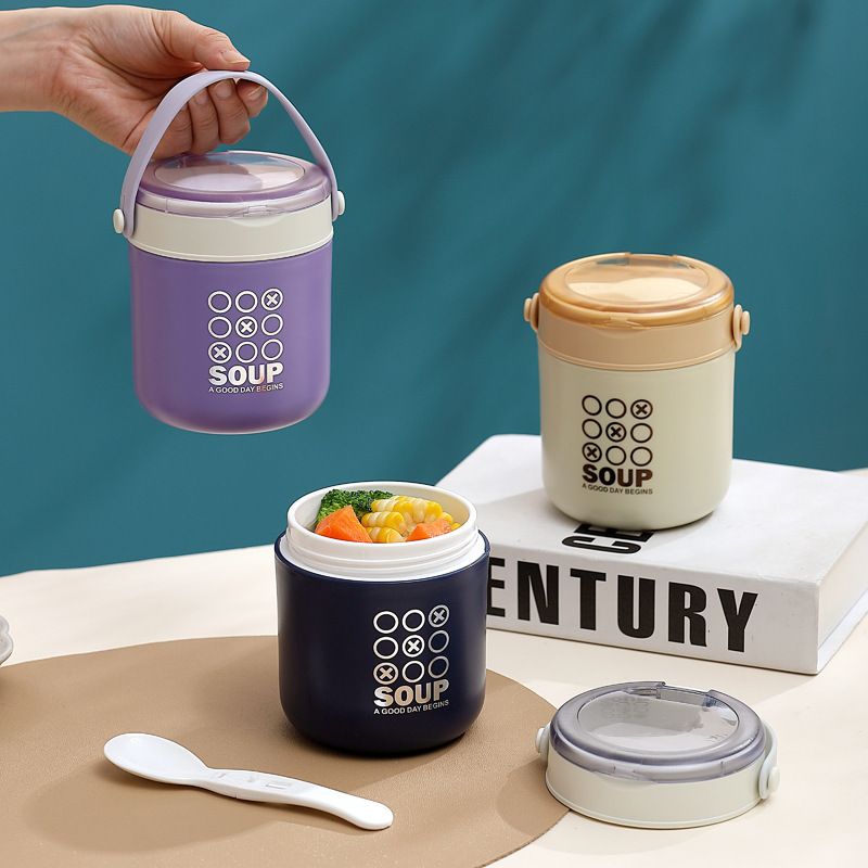 304 Stainless Steel Soup Cup Student Portable Breakfast Cup Milk Cup Stylish with Cutlery Oatmeal Cup Porridge Jar