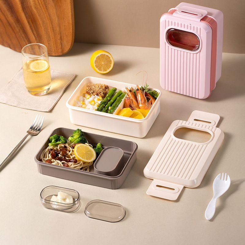 Fiambrera Bento de plástico al por mayor, de 2 capas para marcas de preparación de comidas