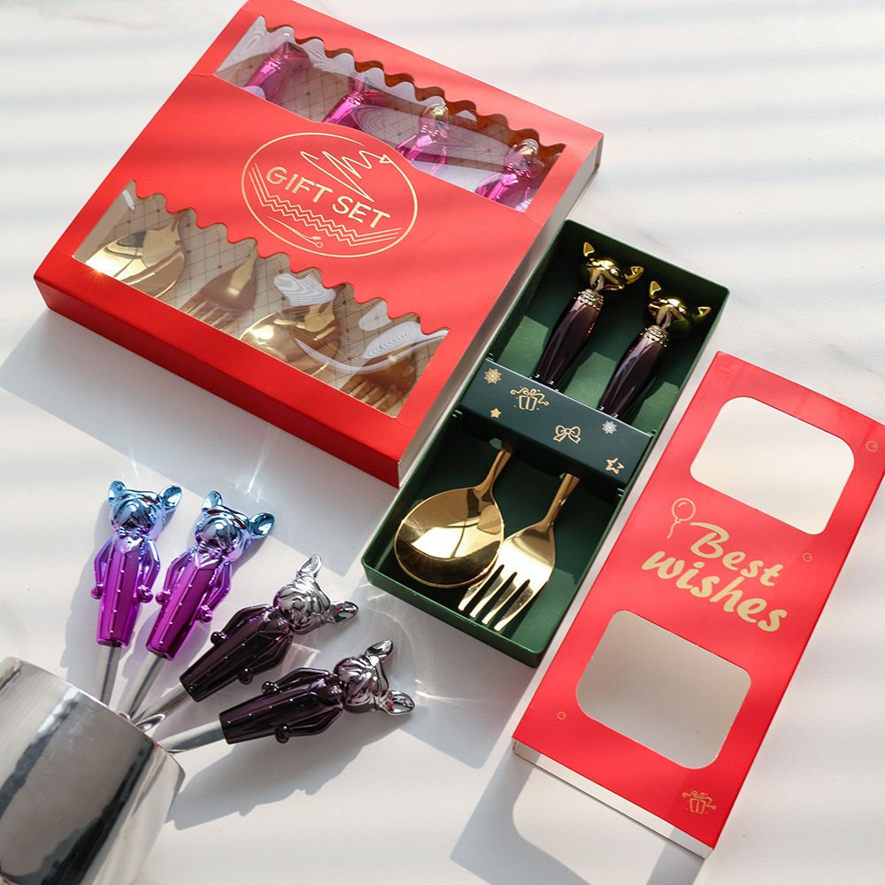 Creative Iridescent Cat Large Spoon Dessert Household Spoon Fork Pet Gift