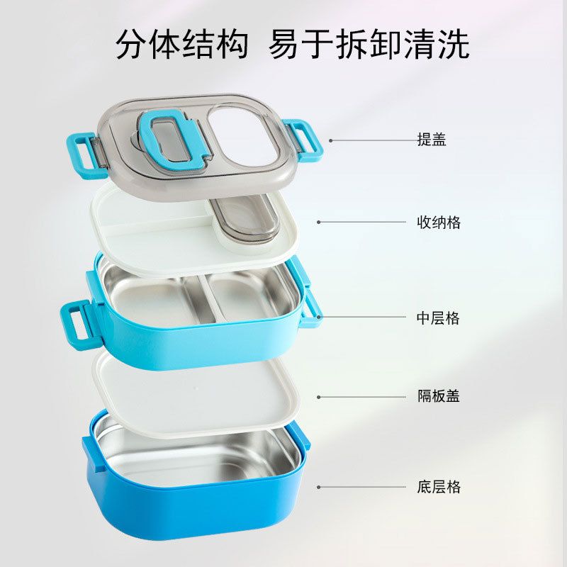 Student Cafeteria Plastic Lunch Box Multi-Layer Lunch Box with Handle Office Worker Layered Stainless Steel Lunch Bento Box
