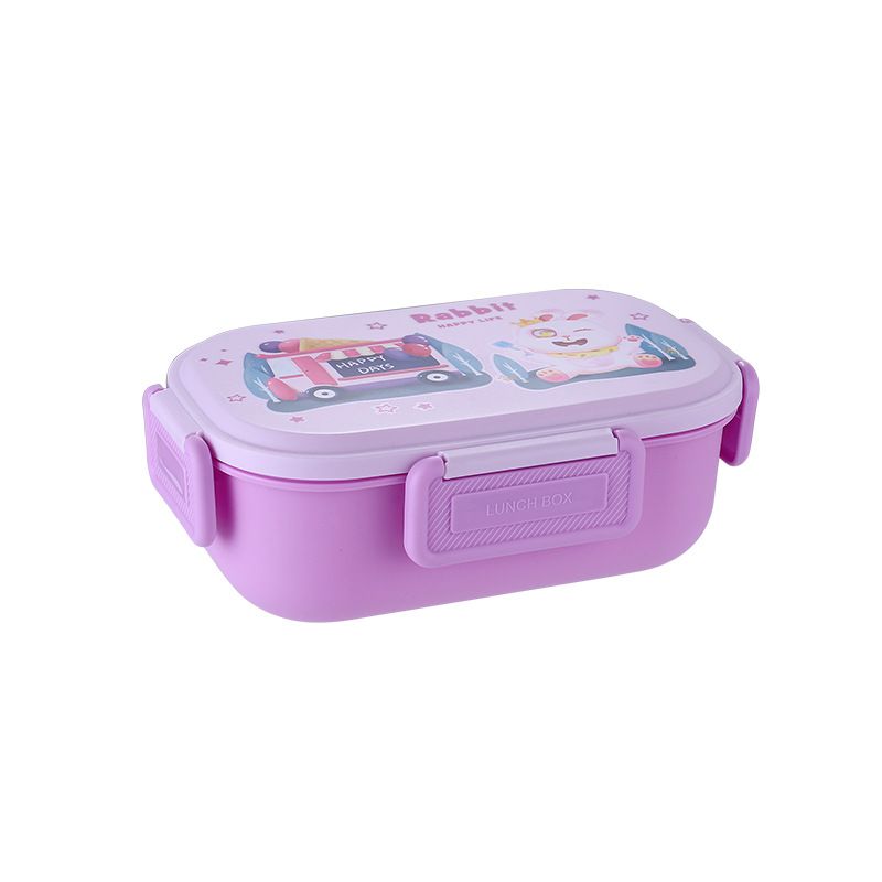Kids Cartoon Rabbit 304 Stainless Steel Lunch Box Student Cafeteria Dorm Compartment Bento Box Buckle with Lid Food Container
