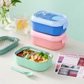 Student Japanese Style Compartment 304 Stainless Steel Lunch Box Office Worker Plastic Lunch Bento Box with Cutlery Food Container