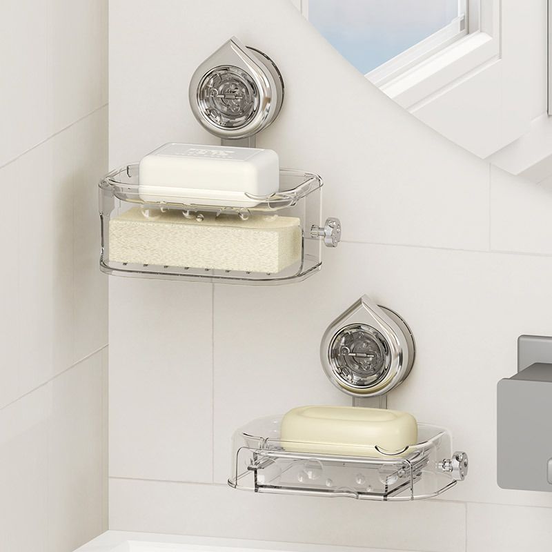 Creative Bathroom Wall-Mounted Suction Soap Box Bathroom No-Drill Double-Layer Draining Soap Box Storage Rack