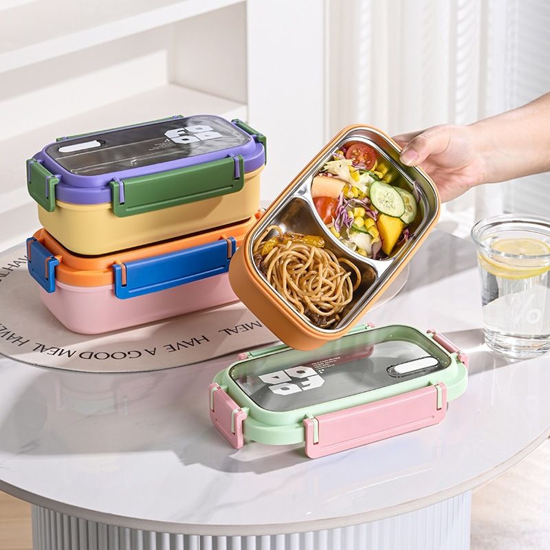 Student 304 Stainless Steel Compartment Lunch Box Food Container Bento Box Office Worker Small Portable Lunch Box
