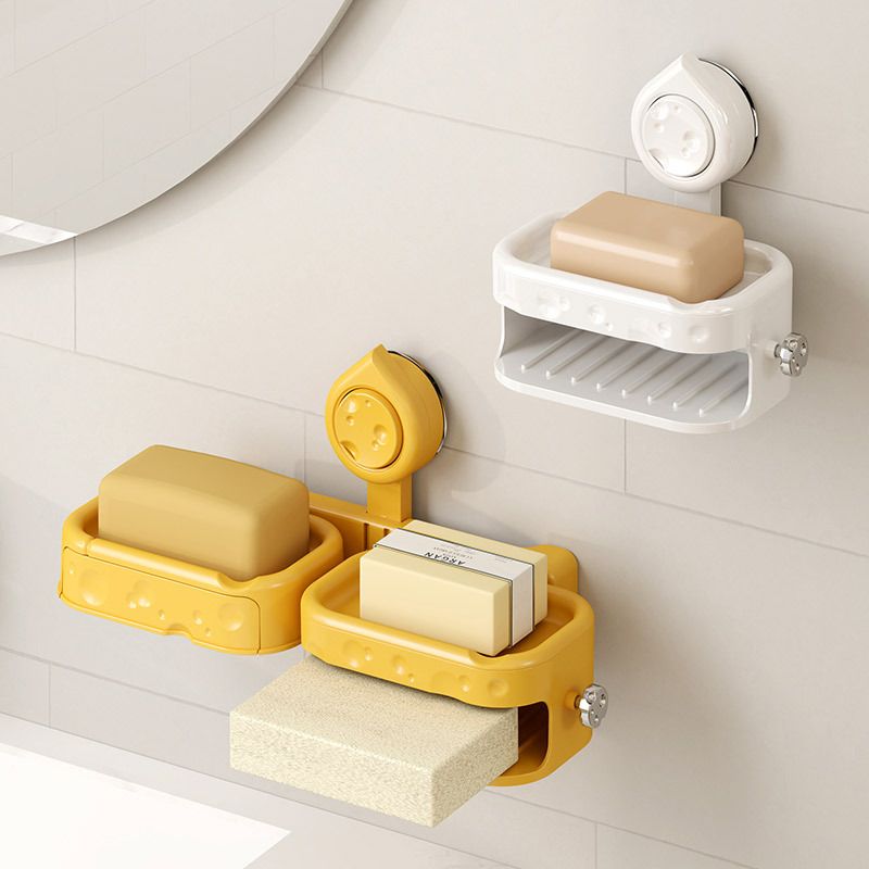 Creative Bathroom Wall-Mounted Suction Soap Box Bathroom No-Drill Double-Layer Draining Soap Box Storage Rack