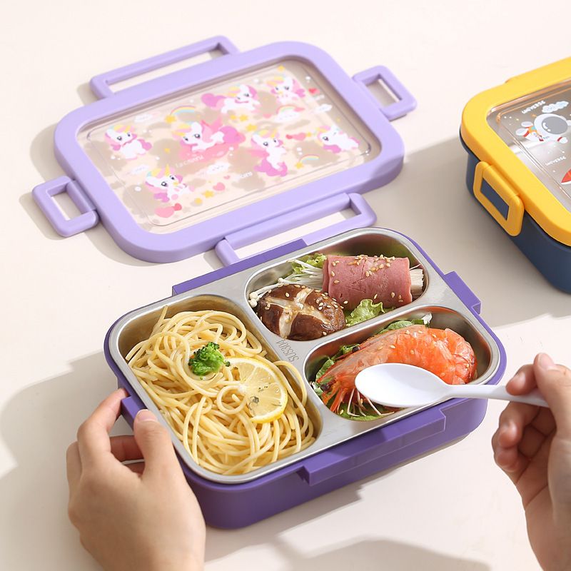 Office Worker 304 Stainless Steel Lunch Box Student Cartoon Dorm Food Container Lunch Bento Box with Spoon and Fork