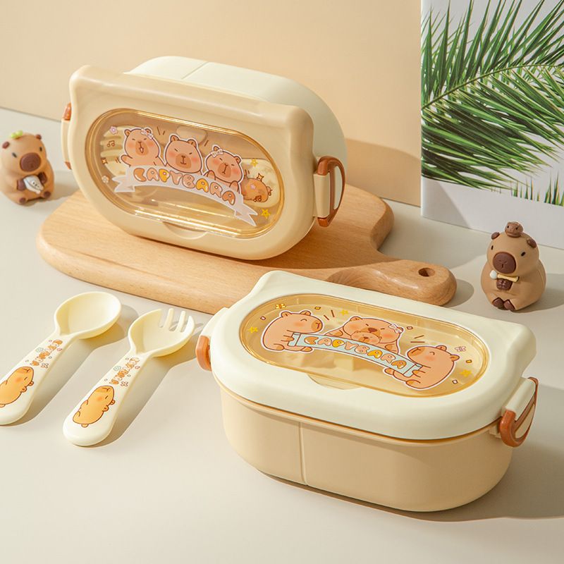 Creative Student Capybara Compartment Lunch Box Office Worker Cute Lunch Bento Box Portable Food Container