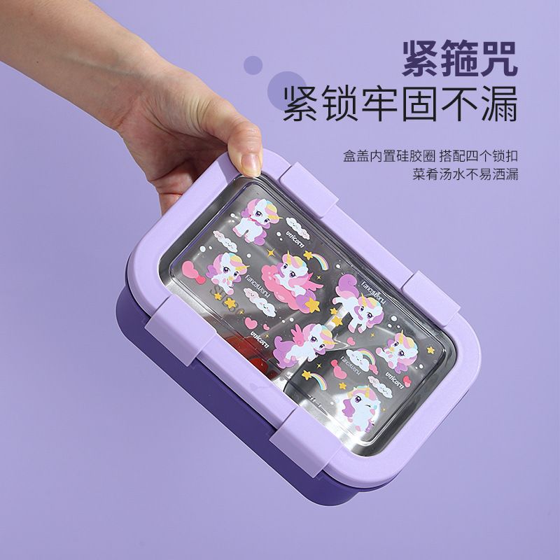 Fiambrera Bento de acero inoxidable 304 al por mayor, recipiente portátil para preparar comidas