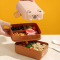 Creative Cartoon Double-Layer Student Compartment Lunch Box Kids Portable Snack Food Container Office Worker Lunch Box with Lid