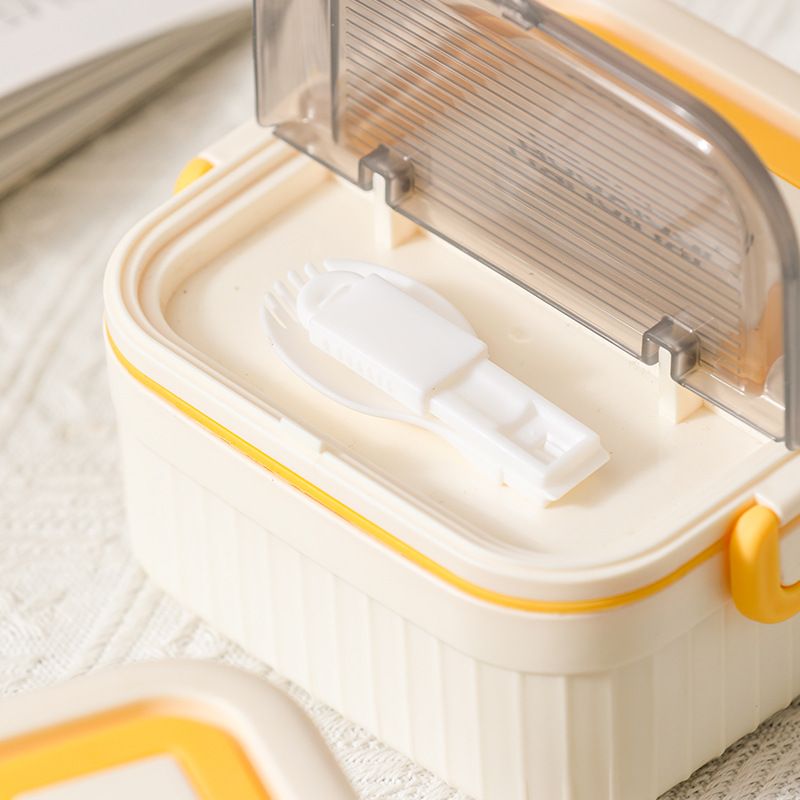 Student 304 Stainless Steel Lunch Box Office Worker Minimalist Lunch Bento Box Portable Food Container with Cutlery Spoon