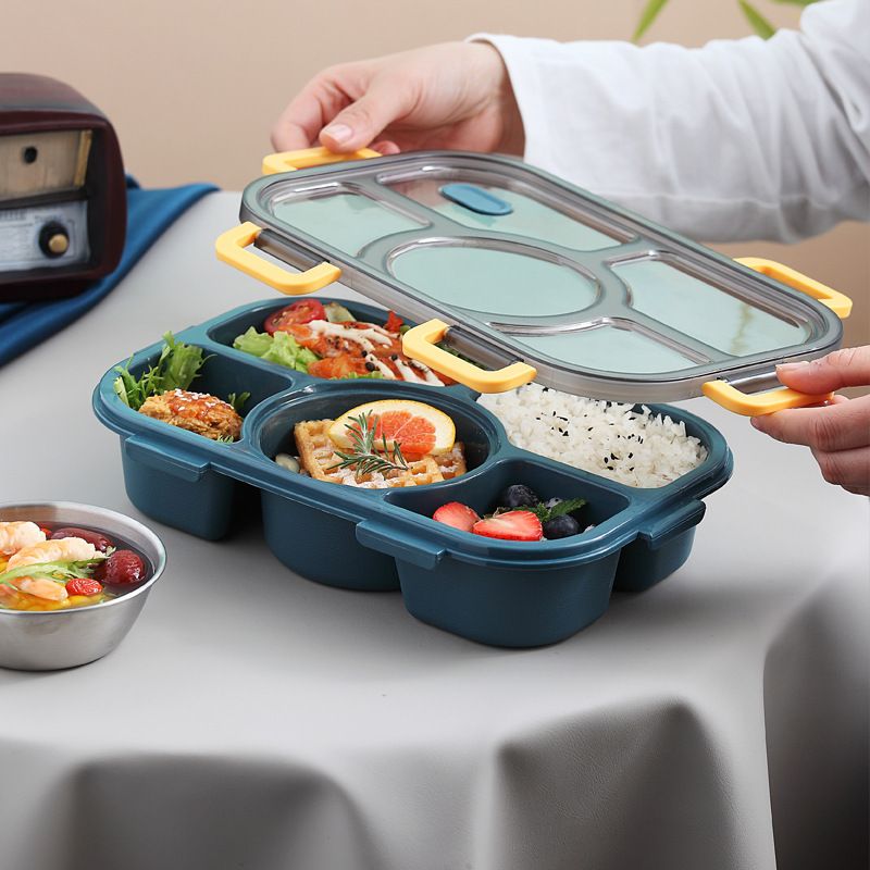 Minimalist Plastic Compartment Lunch Box Adult Portable Lunch Box Microwave Safe Student Cafeteria Bento Box Custom Logo Print