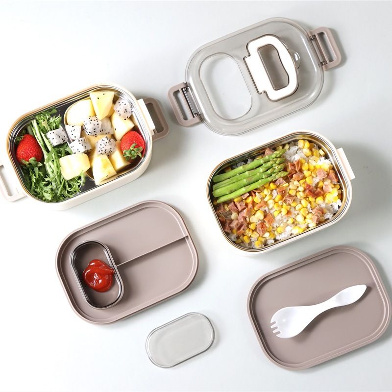 Student 304 Stainless Steel Lunch Box Multi-Layer Lunch Box with Handle Removable Office Worker Layered Lunch Bento Box Tableware