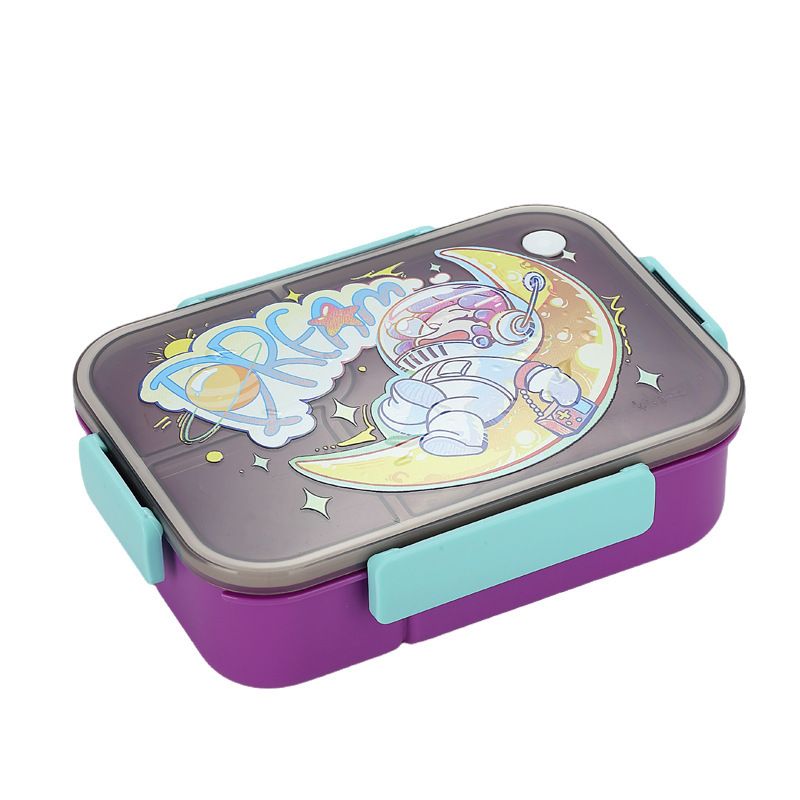 Kids Cartoon Dinosaur Plastic PP Lunch Box Student Compartment Lunch Bento Box with Spoon and Fork Portable Food Container