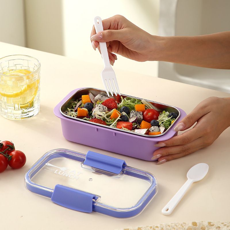 Fiambrera Bento de acero inoxidable 304 al por mayor, recipiente portátil para preparar comidas