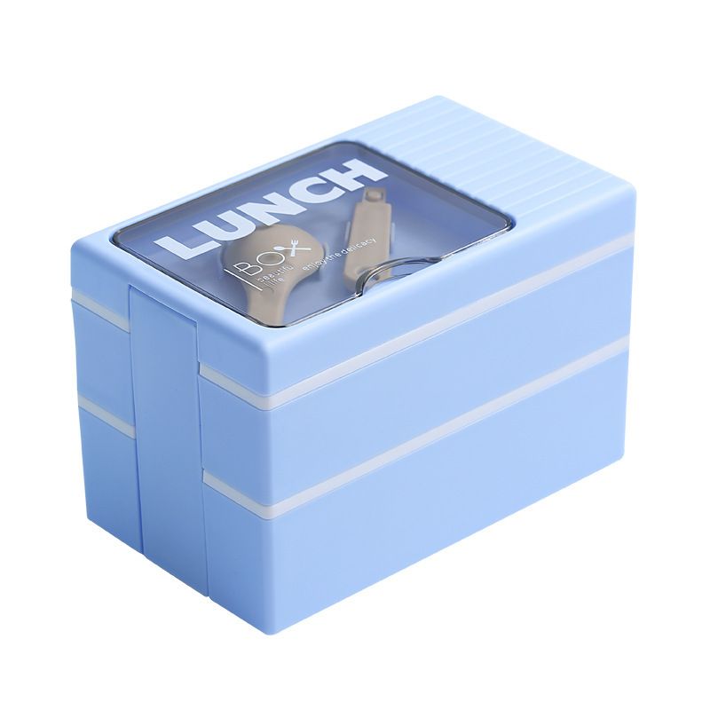 Minimalist Japanese Style Student Plastic Double-Layer Lunch Box Office Worker Portable Lunch Bento Box Microwave Safe Heating Food Container
