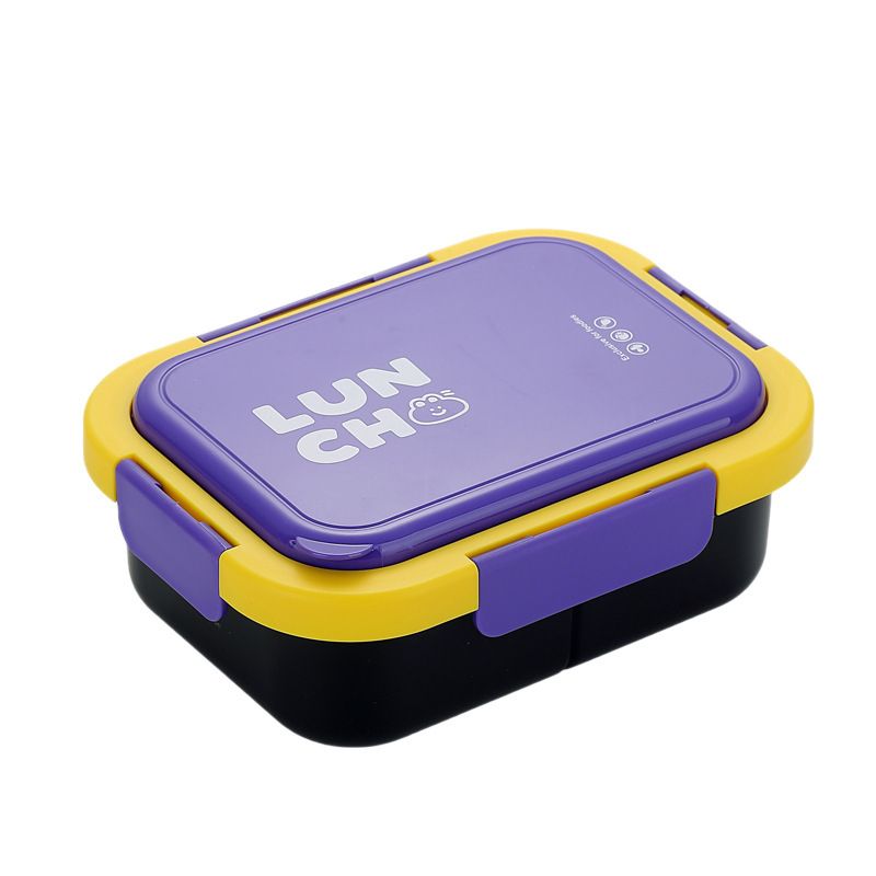 Stylish Student Compartment Plastic Lunch Box with Spoon and Fork Tableware Office Worker Portable Lunch Box Food Container