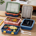 Student Large Capacity Rectangular Compartment Lunch Box Office Worker Microwave Safe Bento Box with Lid Tableware