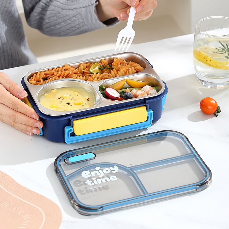 Minimalist 304 Stainless Steel Compartment Student Lunch Box Office Worker Portable Buckle Lunch Bento Box