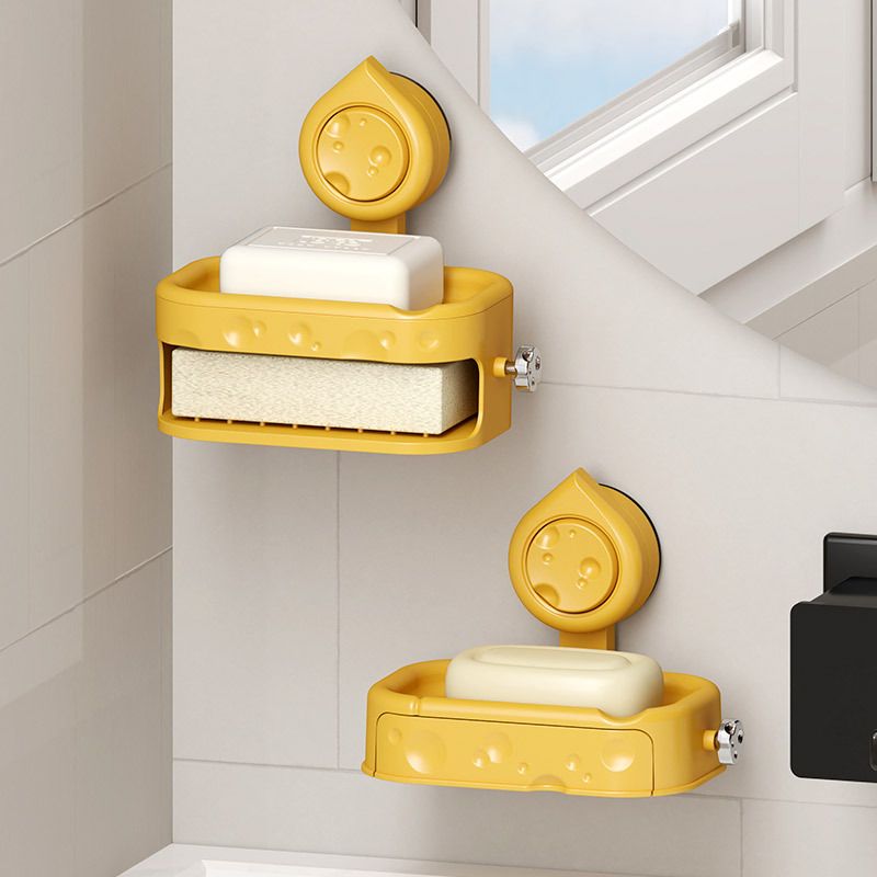 Creative Bathroom Wall-Mounted Suction Soap Box Bathroom No-Drill Double-Layer Draining Soap Box Storage Rack