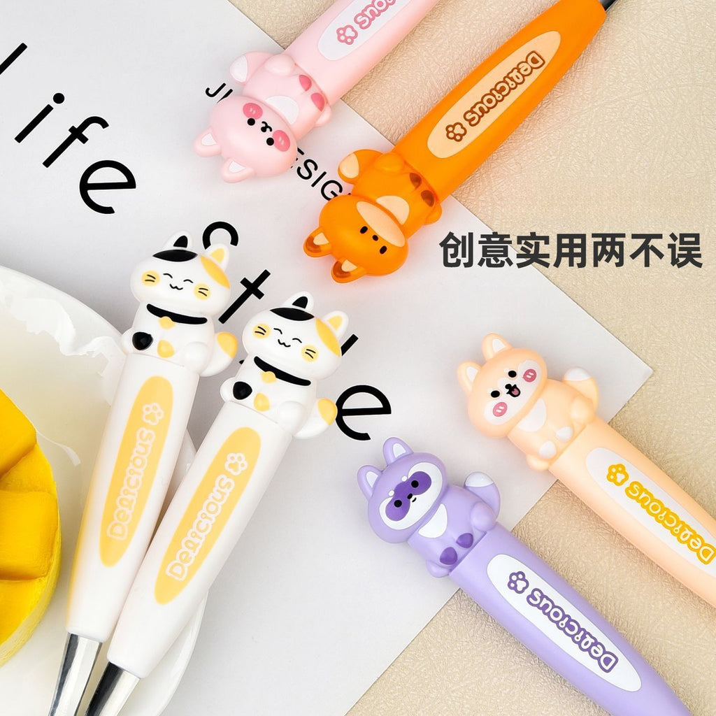 Cartoon Kitten Little Bear Kids Tableware Spoon and Fork Set Creative Gift Box Eating Stainless Steel Travel Portable Pack