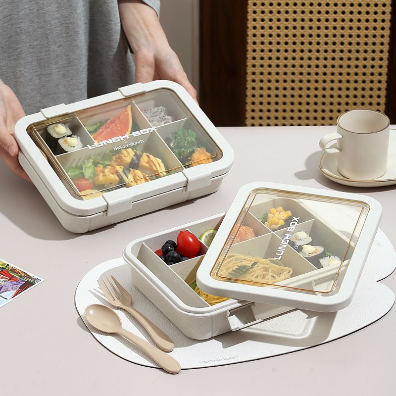 Fiambrera Bento de silicona al por mayor, con tapa, recipiente apilable para alimentos