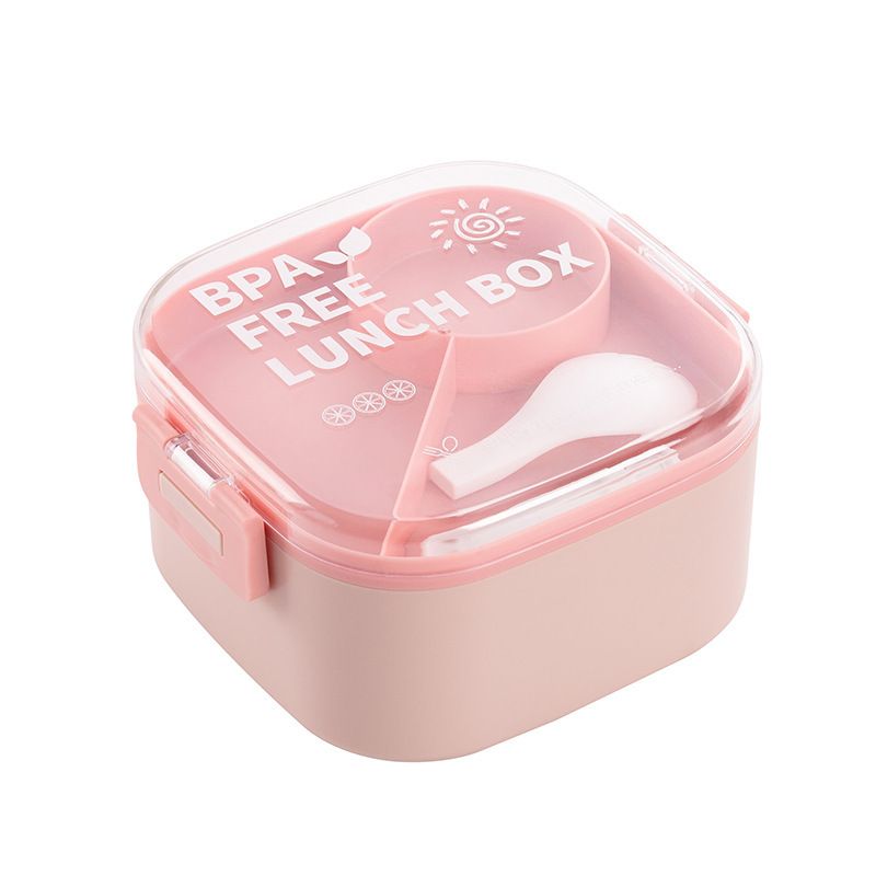 Minimalist Square Student Double-Layer Plastic Lunch Box Camping Picnic Kids Lunch Bento Box Food Container