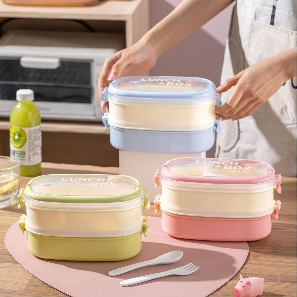 Minimalist Student Large Capacity Multi-Layer Compartment Plastic Lunch Box Office Worker Portable Lunch Bento Box Microwave Safe