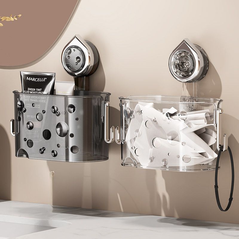 Bathroom Storage Organizer Rack Suction Cup No-Drill Hook Bathroom Wall-Mounted Organizer Box