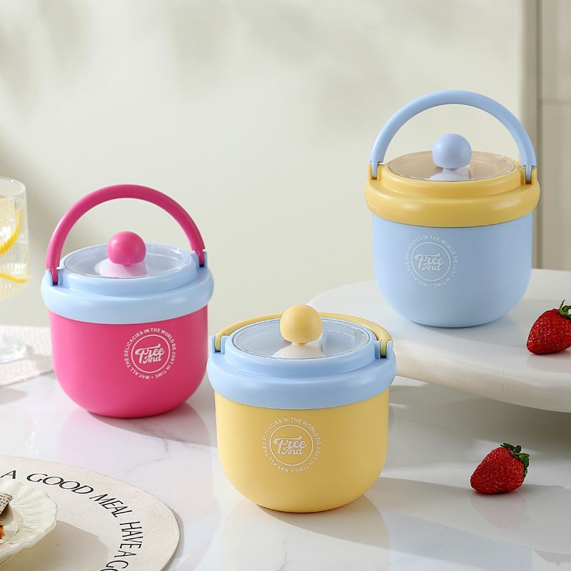 Stylish Student 304 Stainless Steel Large Capacity Breakfast Cup Milk Cup Office Worker Portable Porridge Jar Soup Cup with Lid