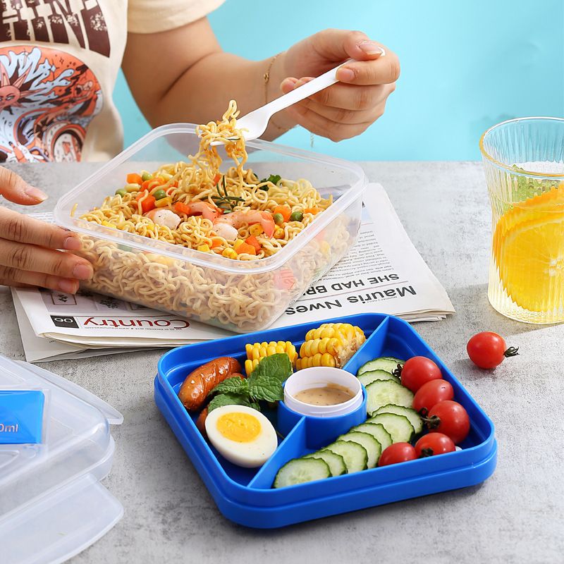 Japanese Style Student Compartment Lunch Box Microwave Safe Heating Portable Lunch Bento Box Sauce Box Food Container