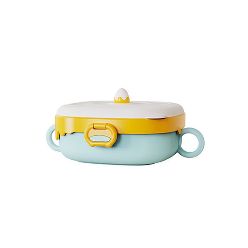 Baby Water-Filled Bowl Kids 316 Stainless Steel Compartment Dining Plate Infant Eating Study Baby Food Bowl with Handle with Lid
