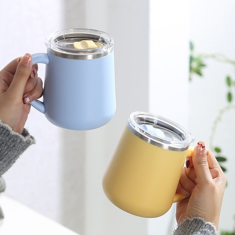 Minimalist Office 304 Stainless Steel Water Cup Office Worker Milk Tea Cup Student Mug Gift with Lid
