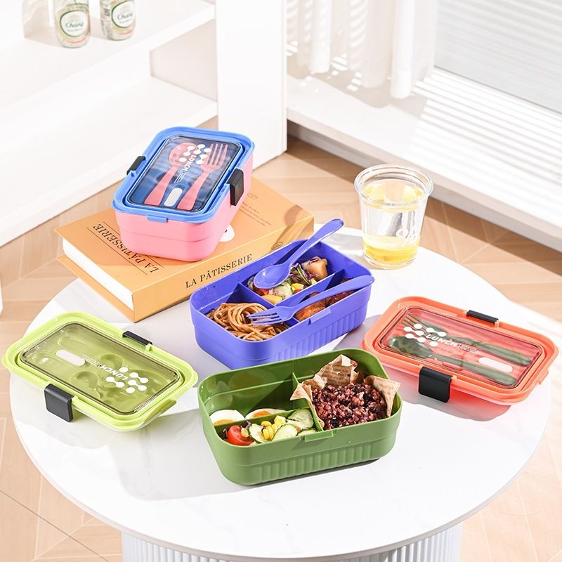 Student Minimalist Compartment Rectangular Plastic PP Lunch Box Snack Food Container Office Worker Lunch Bento Box