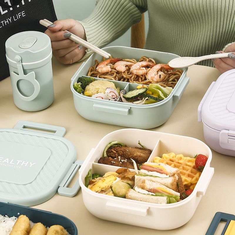 Fiambrera Bento de Plástico al por Mayor, Recipiente Portátil para Preparación de Comidas