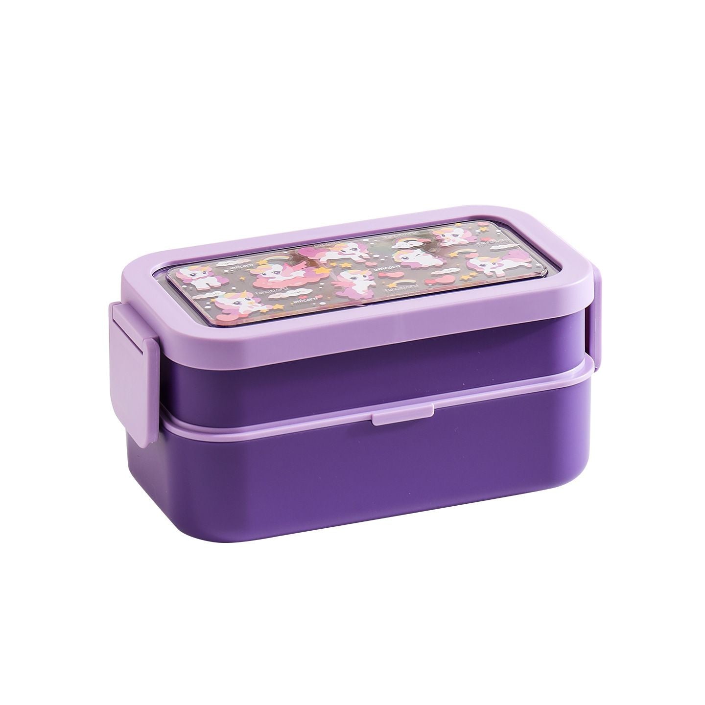 Cartoon Japanese Style Student Compartment Double-Layer Lunch Box Microwave Safe Kids Bento Box Dining Plate Picnic Dessert