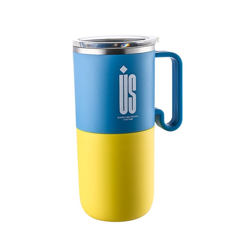 Stylish 304 Stainless Steel Office Water Cup with Lid Student Mug Milk Tea Water Cup Household Large Capacity