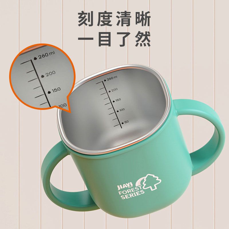 Kids Cartoon 316 Stainless Steel Milk Cup Baby Kindergarten with Scale Straw Cup Training Cup Gift