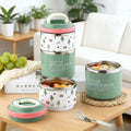 Student Minimalist Double-Layer 304 Stainless Steel Round Bucket Lunch Box Office Worker Lunch Bento Box Portable Food Container
