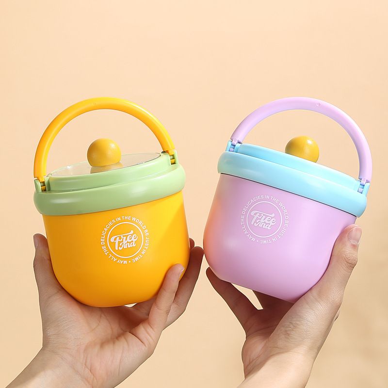 Student 304 Stainless Steel Large Capacity Breakfast Cup Milk Cup with Lid Spoon Office Worker Portable Soup Cup and Porridge Jar
