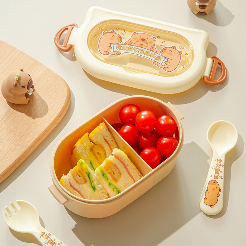 Creative Student Capybara Compartment Lunch Box Office Worker Cute Lunch Bento Box Portable Food Container