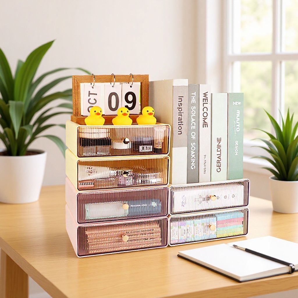 Dorm Stylish Desktop Drawer Storage Box Office Stackable Pull-Out Stationery Storage