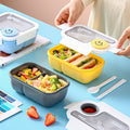 Cute Student Compartment Lunch Box Microwave Safe Office Worker Japanese Style Lunch Bento Box Spoon and Chopsticks